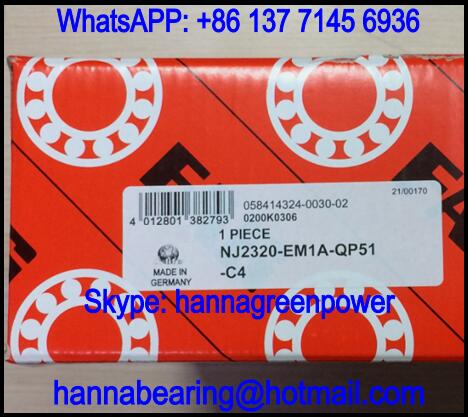 NJ2320-EM1A-QP51-C4 Brass Cage Cylindrical Roller Bearing 100x215x73mm